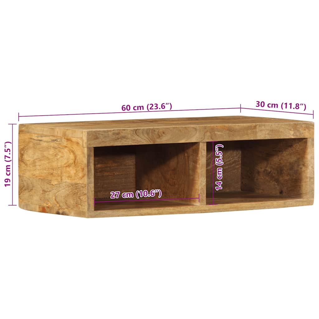 Meuble TV mural 60x30x19 cm Bois de manguier brut