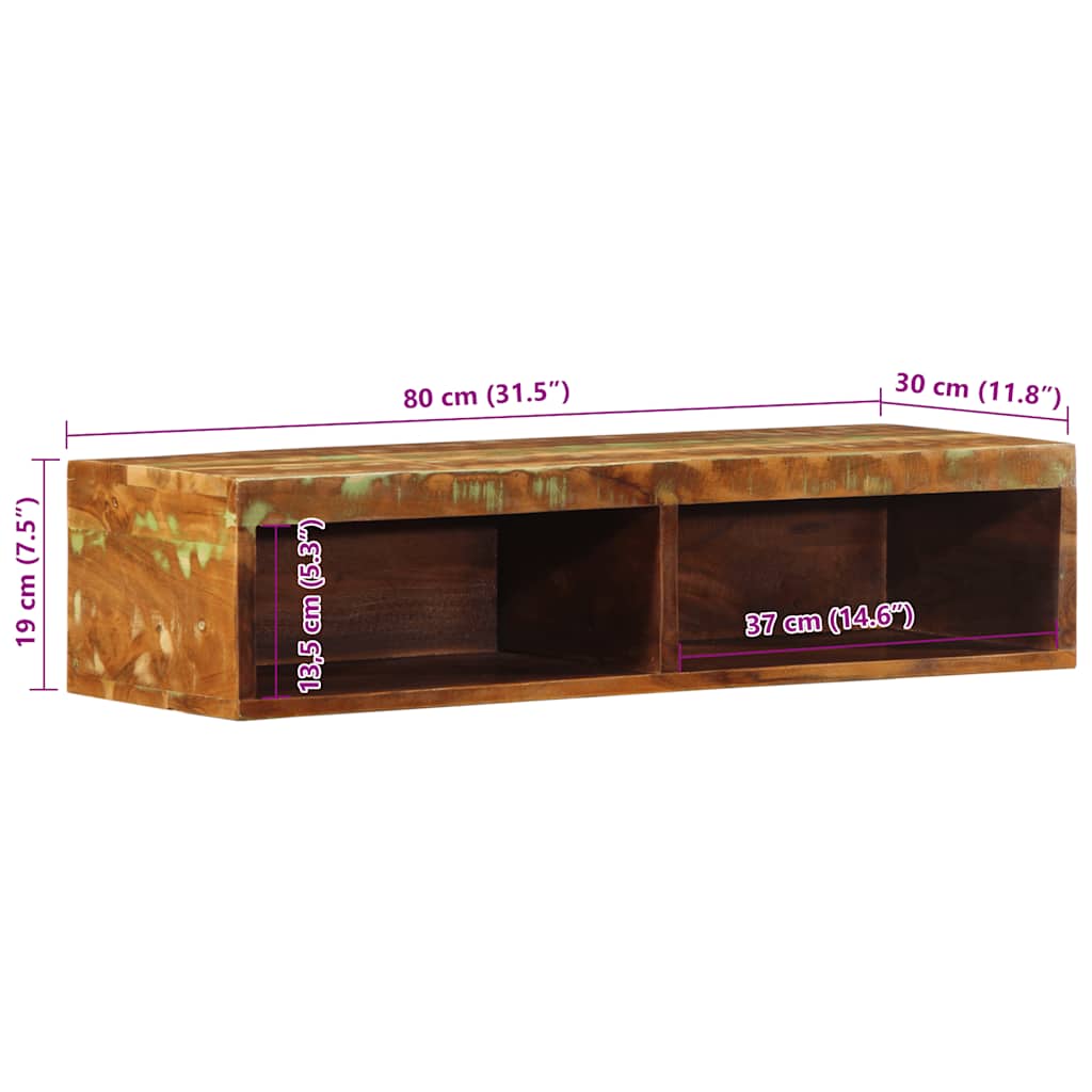 Meuble TV mural 80x30x19 cm Bois de manguier brut