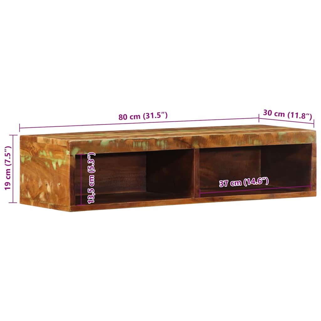 Meuble TV mural 80x30x19 cm en bois d'acacia massif