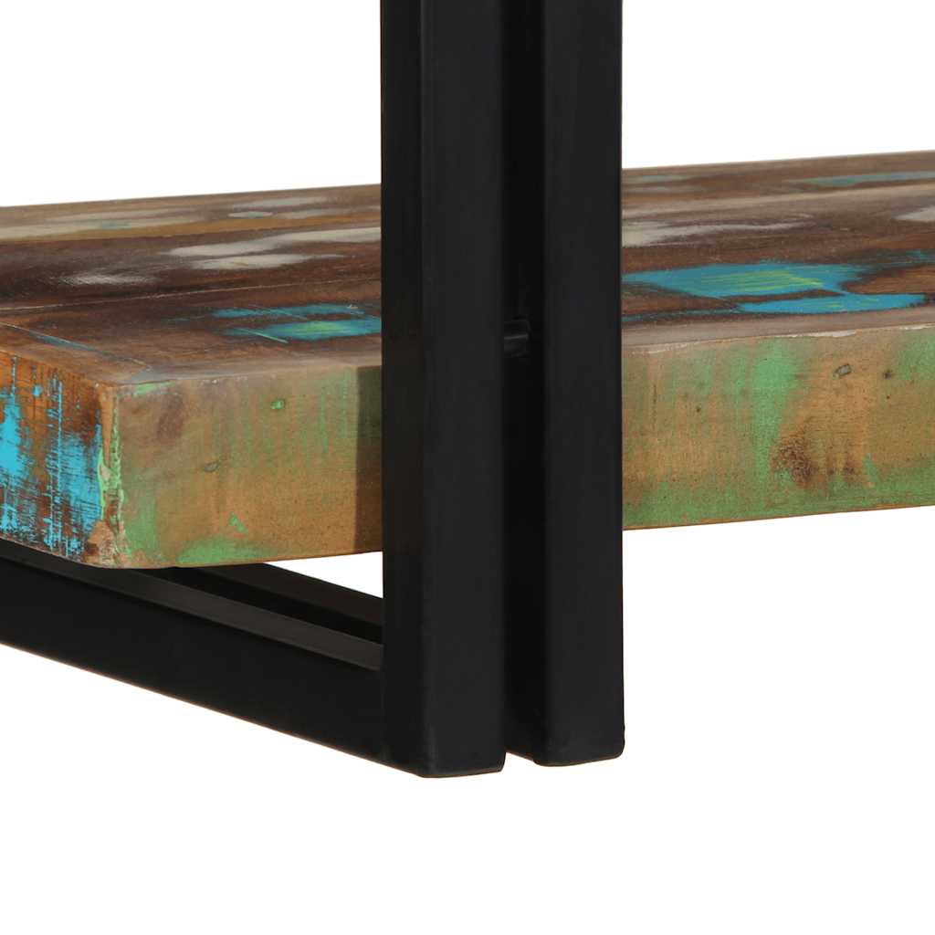 Wall shelf multicolored reclaimed wood solid wood