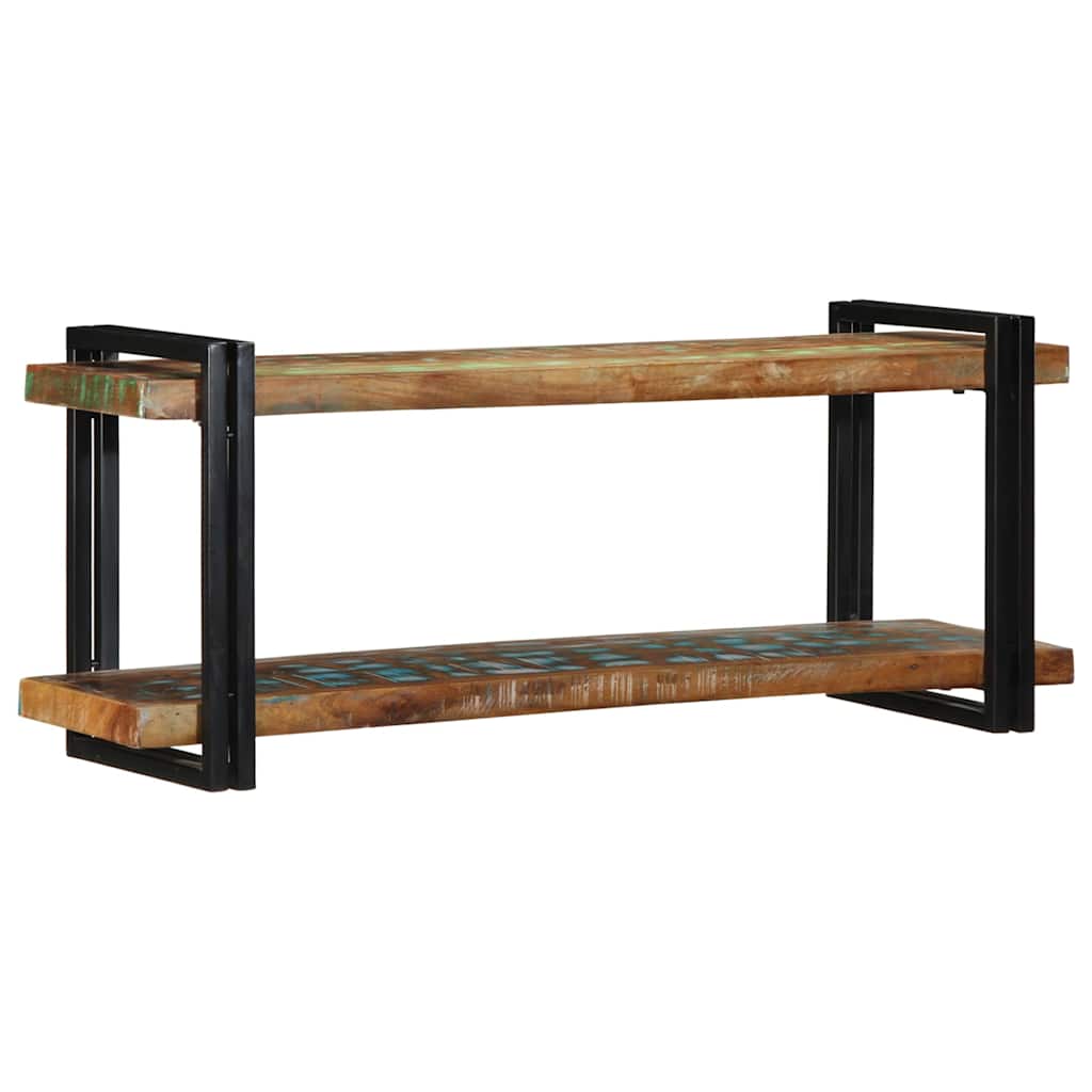Wall shelf multicolored reclaimed wood solid wood