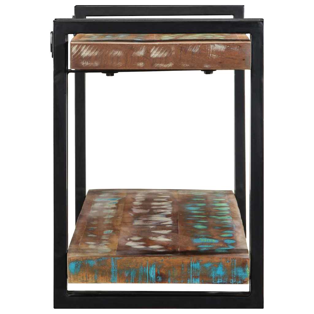 Wall shelf multicolored reclaimed wood solid wood