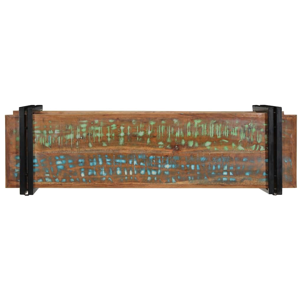 Wall shelf multicolored reclaimed wood solid wood