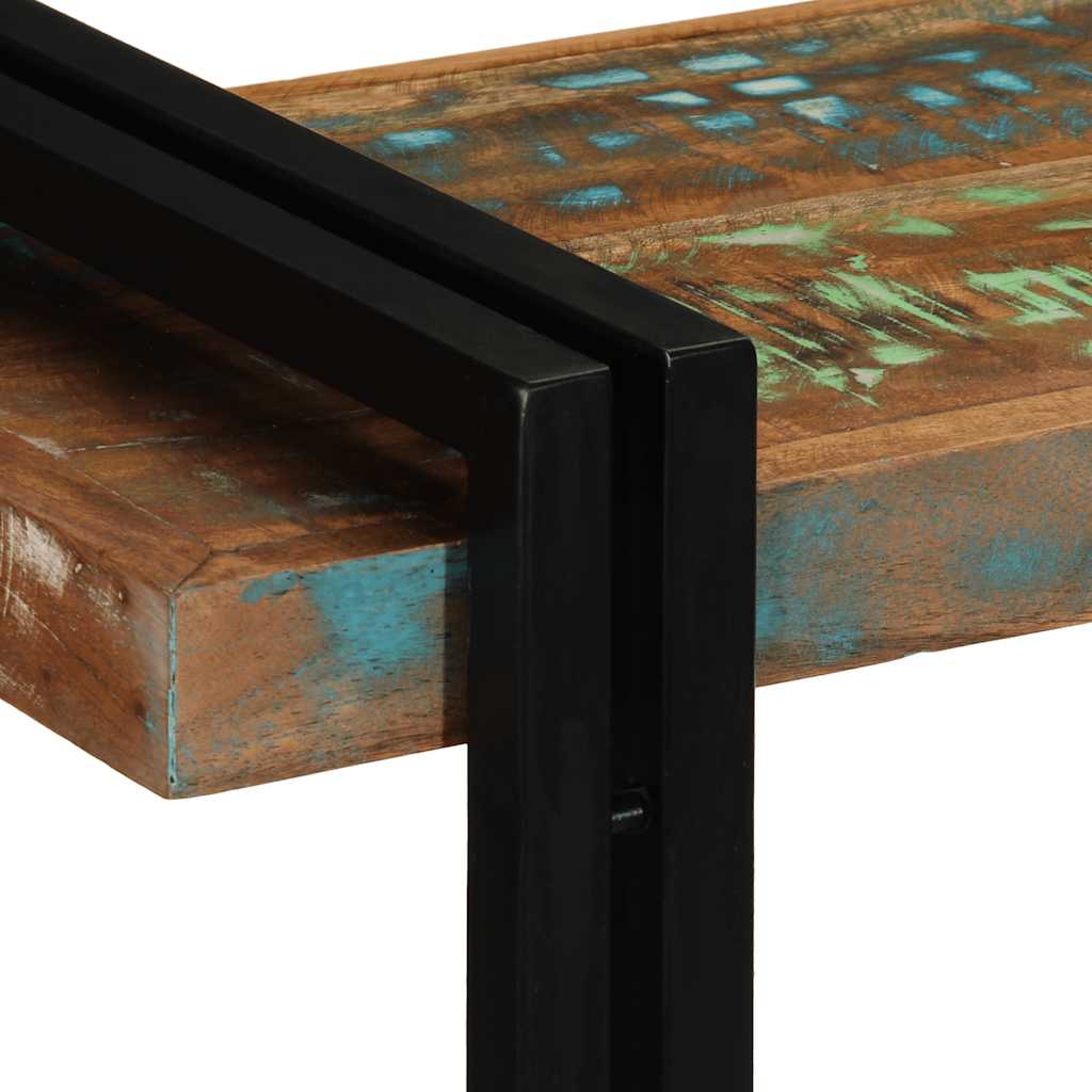 Wall shelf multicolored reclaimed wood solid wood