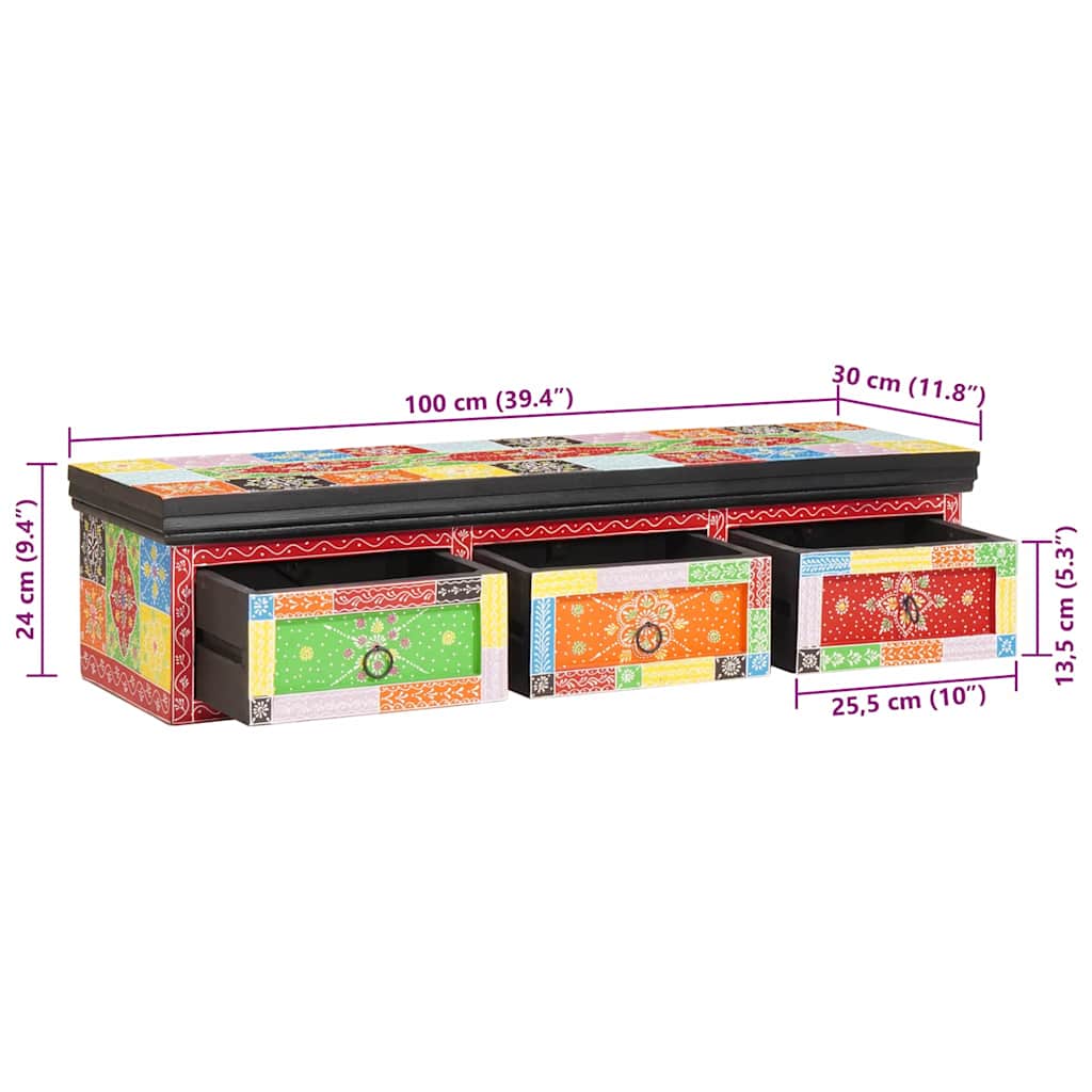 TV-Schränk Mehrfarbig 100 x 30 x 24 cm Massivholz Mango