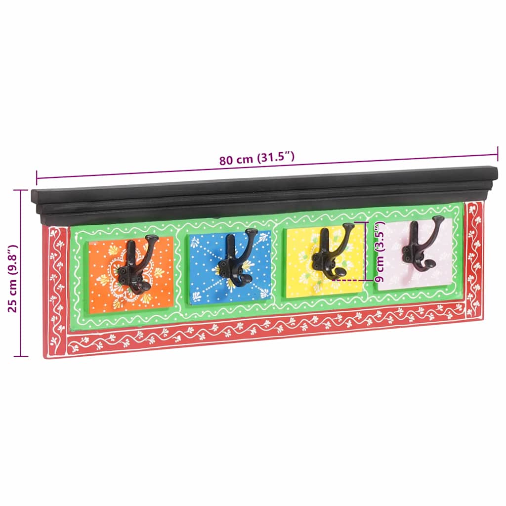 Garderobenständer Schwarz 80 x 25 x 2 cm Massivholz Mango