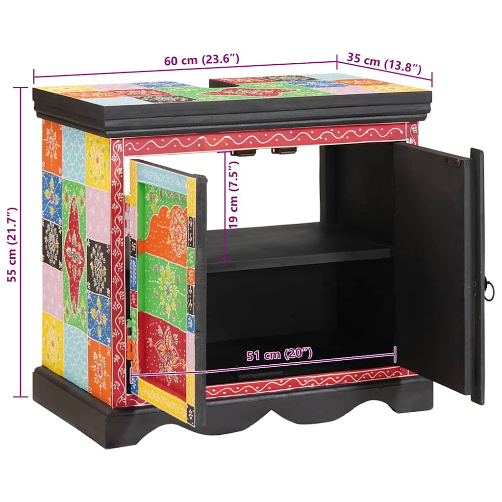 Waschbeckenunterschrank Braun 60 x 35 x 55 cm Massivholz Mango