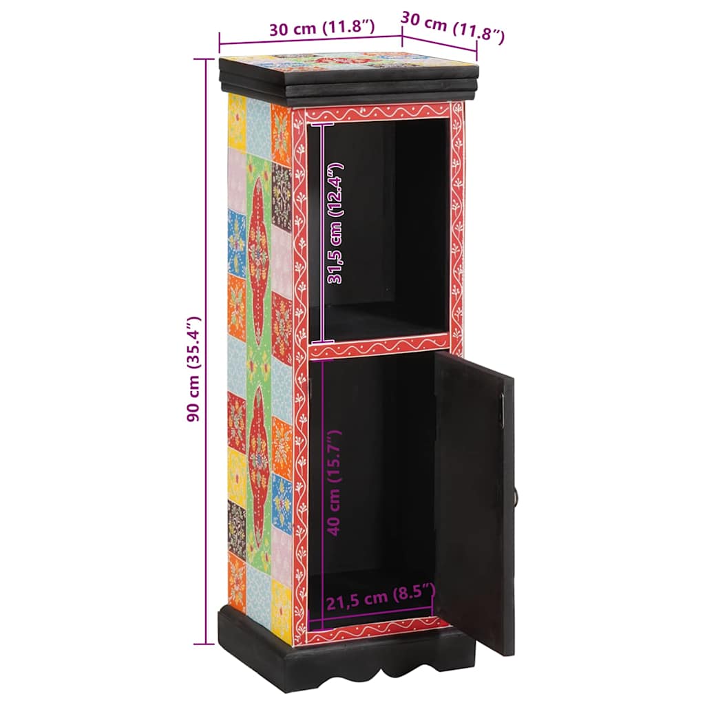 Kommode mit Regal Mehrfarbig 30 x 30 x 90 cm Massivholz Mango