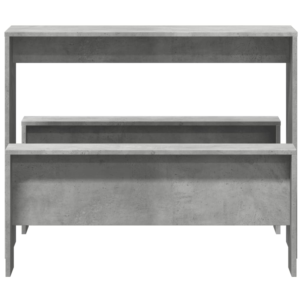 3-piece dining table and bench set concrete grey wood material