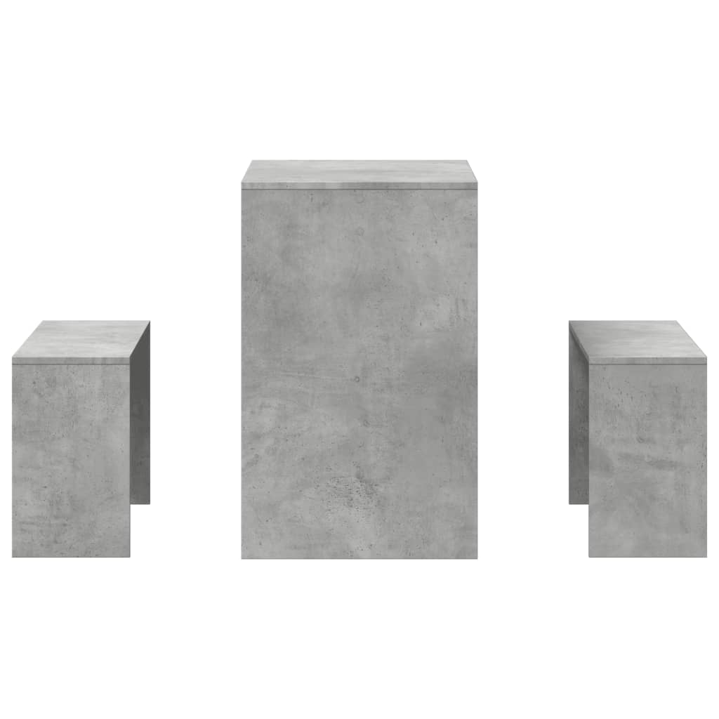3-piece dining table and bench set concrete grey wood material