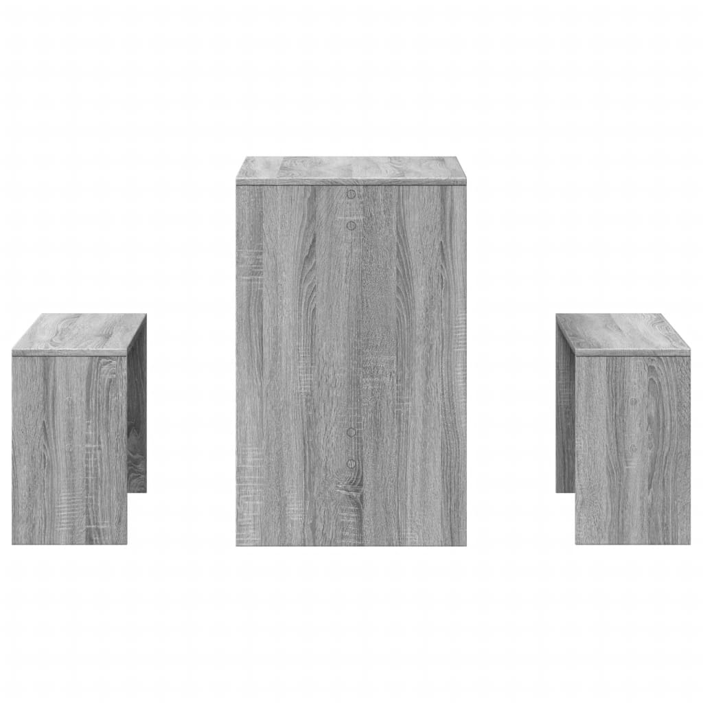 3-piece dining table and bench set gray Sonoma wood material