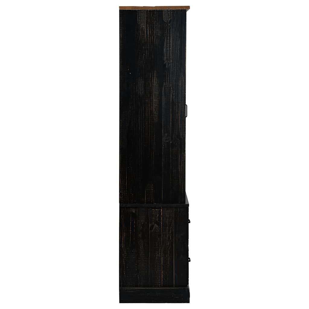 Armoire à vin HALDEN avec étagères à vin, porte coulissante, pin noir