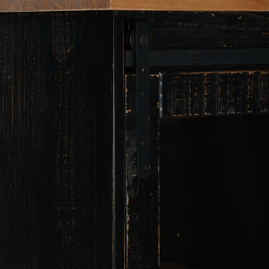Armoire à vin HALDEN avec étagères à vin, porte coulissante, pin noir