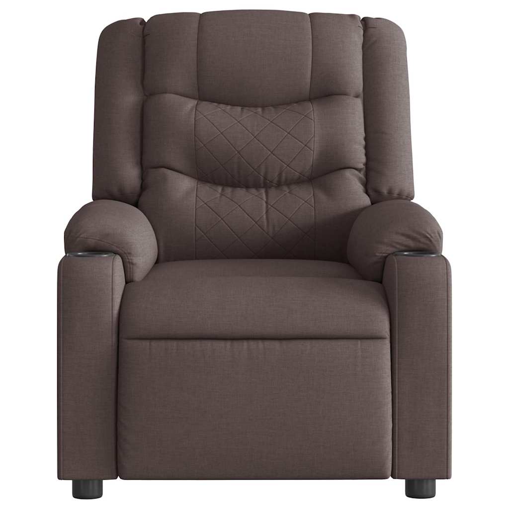 Fauteuil de massage électrique en tissu marron foncé