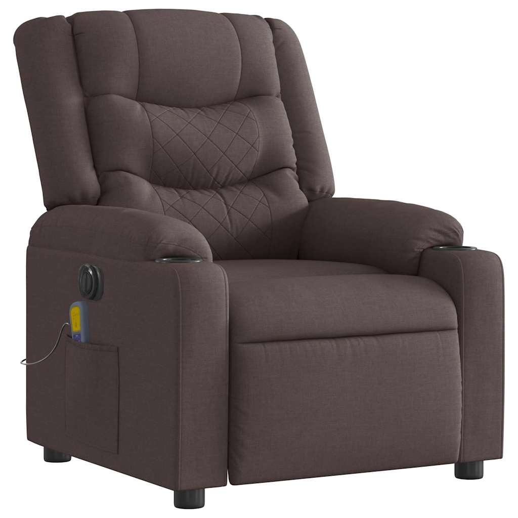 Fauteuil de massage électrique en tissu marron foncé