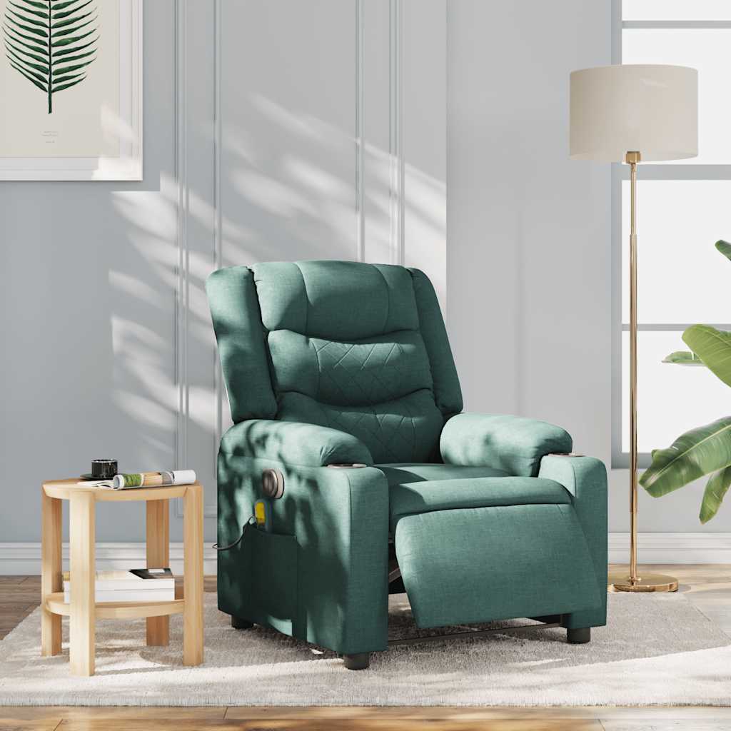 Fauteuil de massage électrique en tissu vert foncé