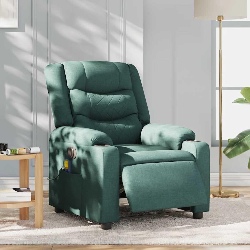 Fauteuil de massage électrique en tissu vert foncé