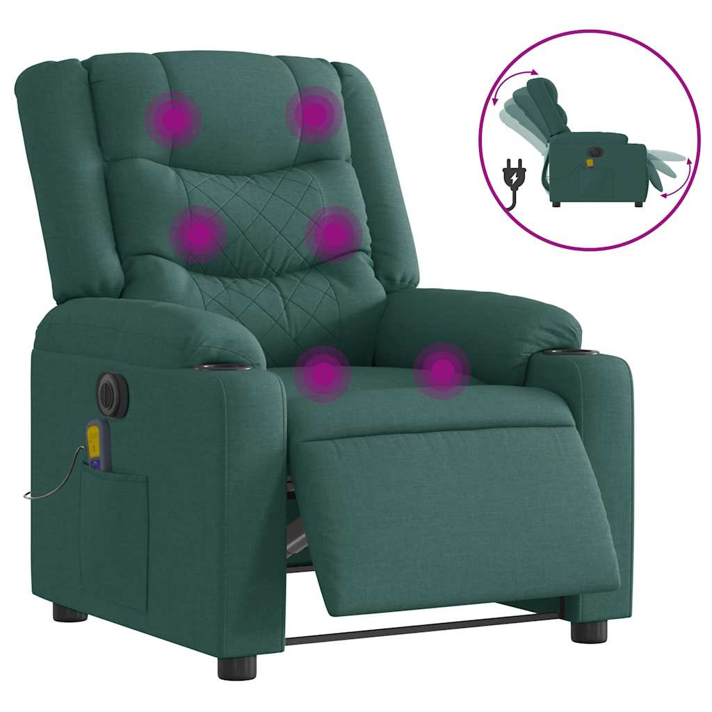 Fauteuil de massage électrique en tissu vert foncé