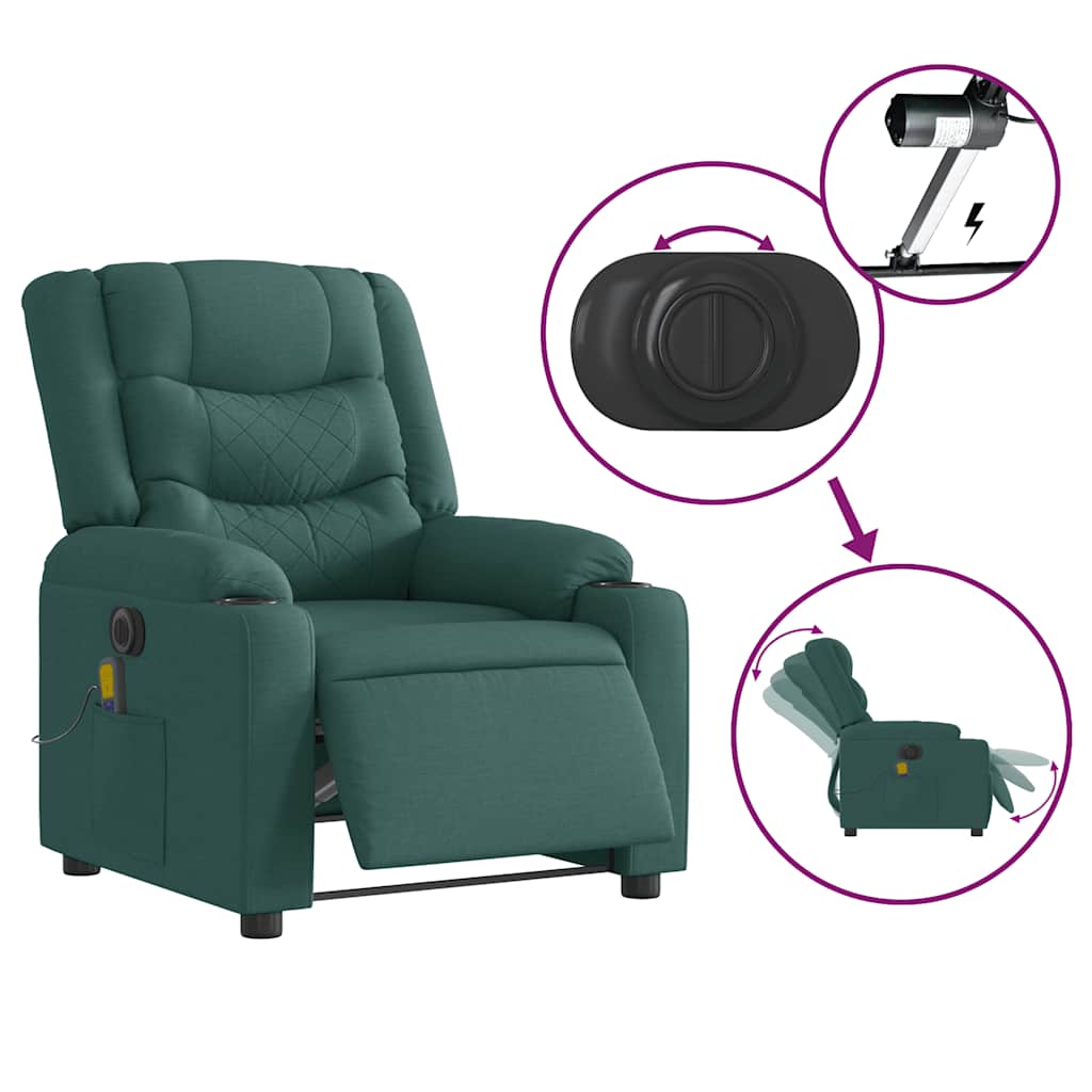 Fauteuil de massage électrique en tissu vert foncé