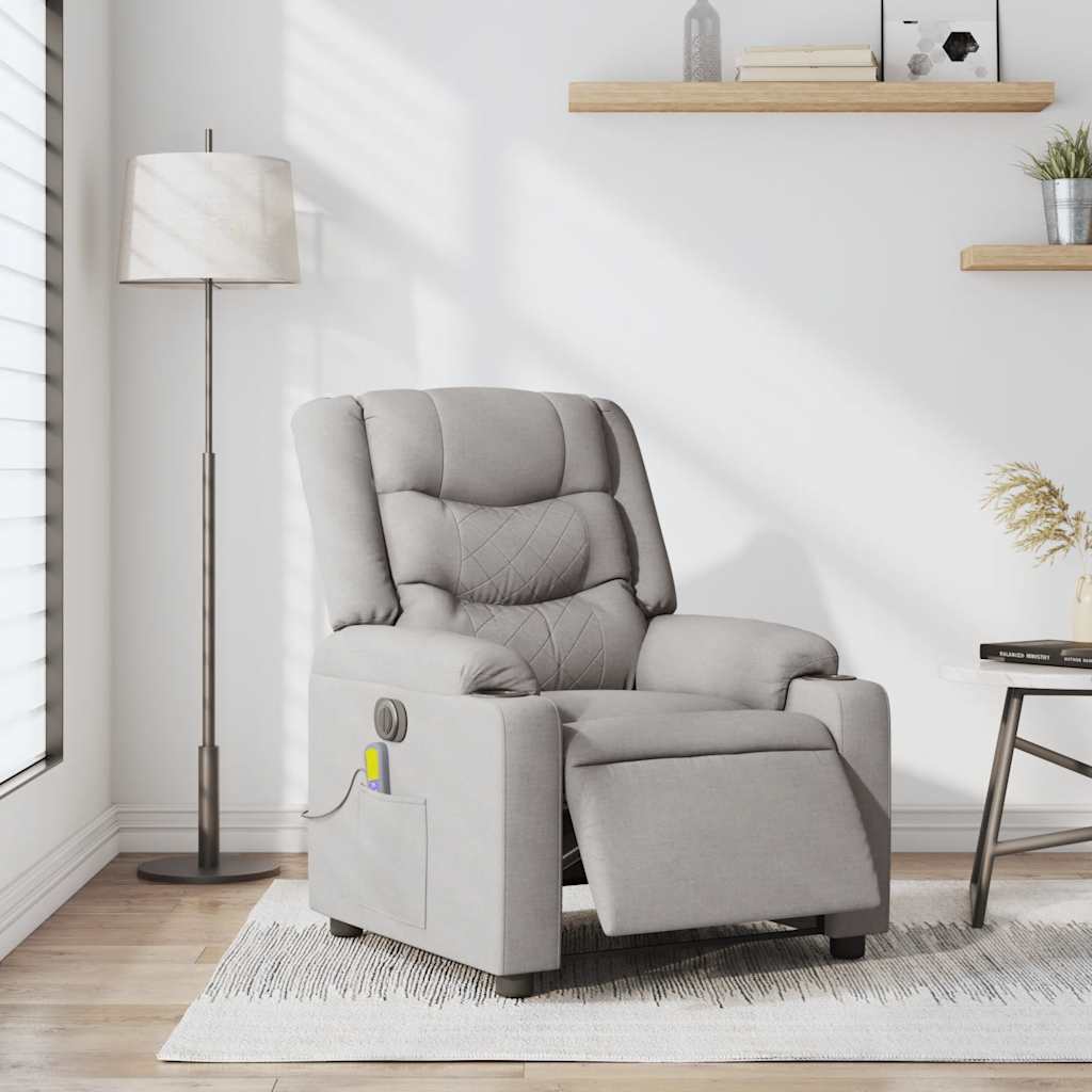 Fauteuil de massage électrique en tissu gris nuage