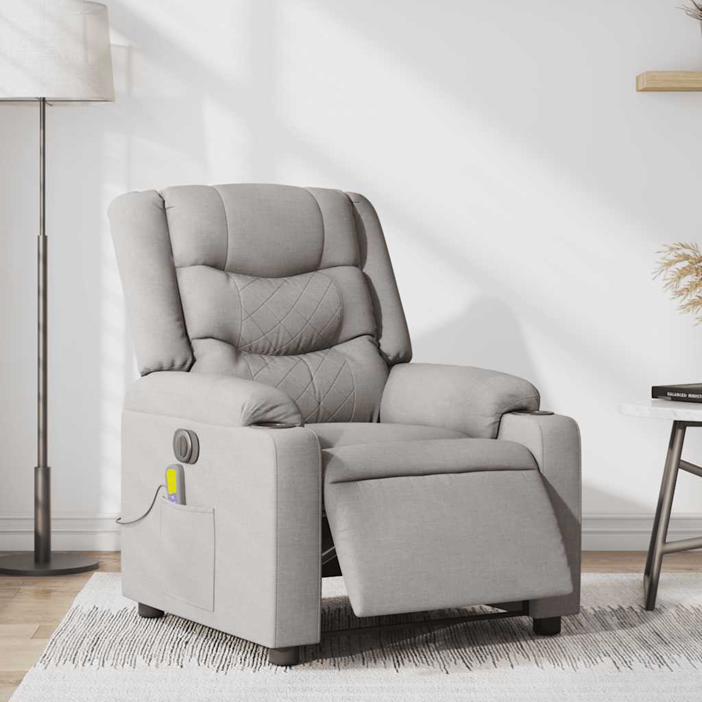 Fauteuil de massage électrique en tissu gris nuage