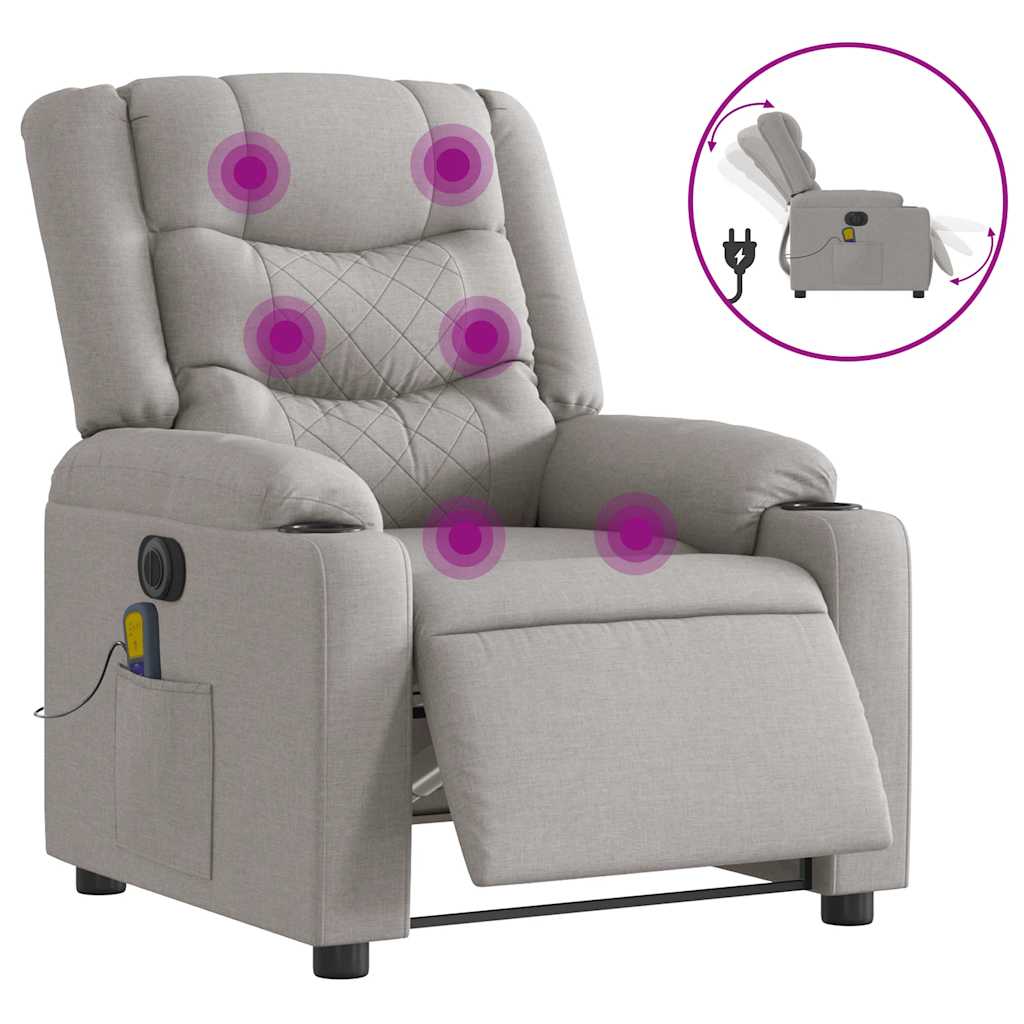 Fauteuil de massage électrique en tissu gris nuage
