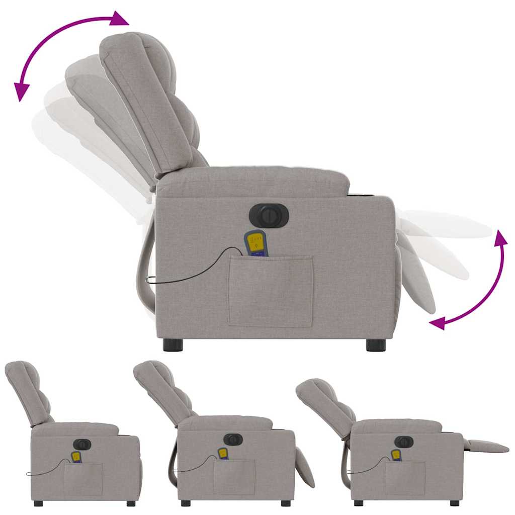 Fauteuil de massage électrique en tissu gris nuage