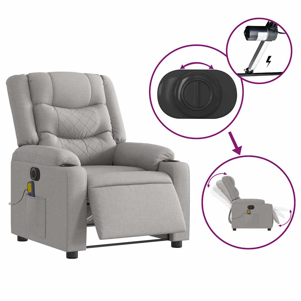 Fauteuil de massage électrique en tissu gris nuage