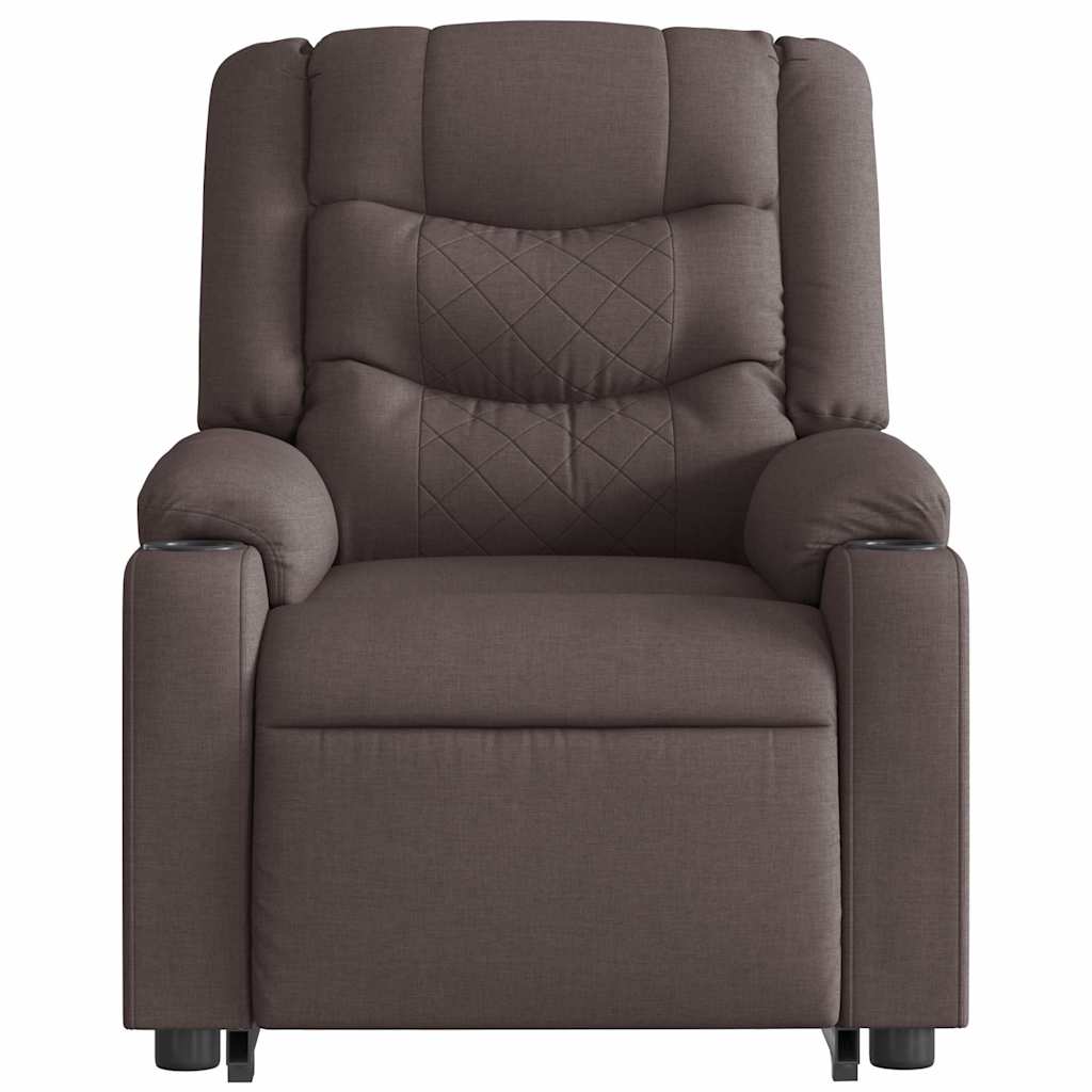 Fauteuil de massage avec aide à la verticalisation en tissu marron foncé