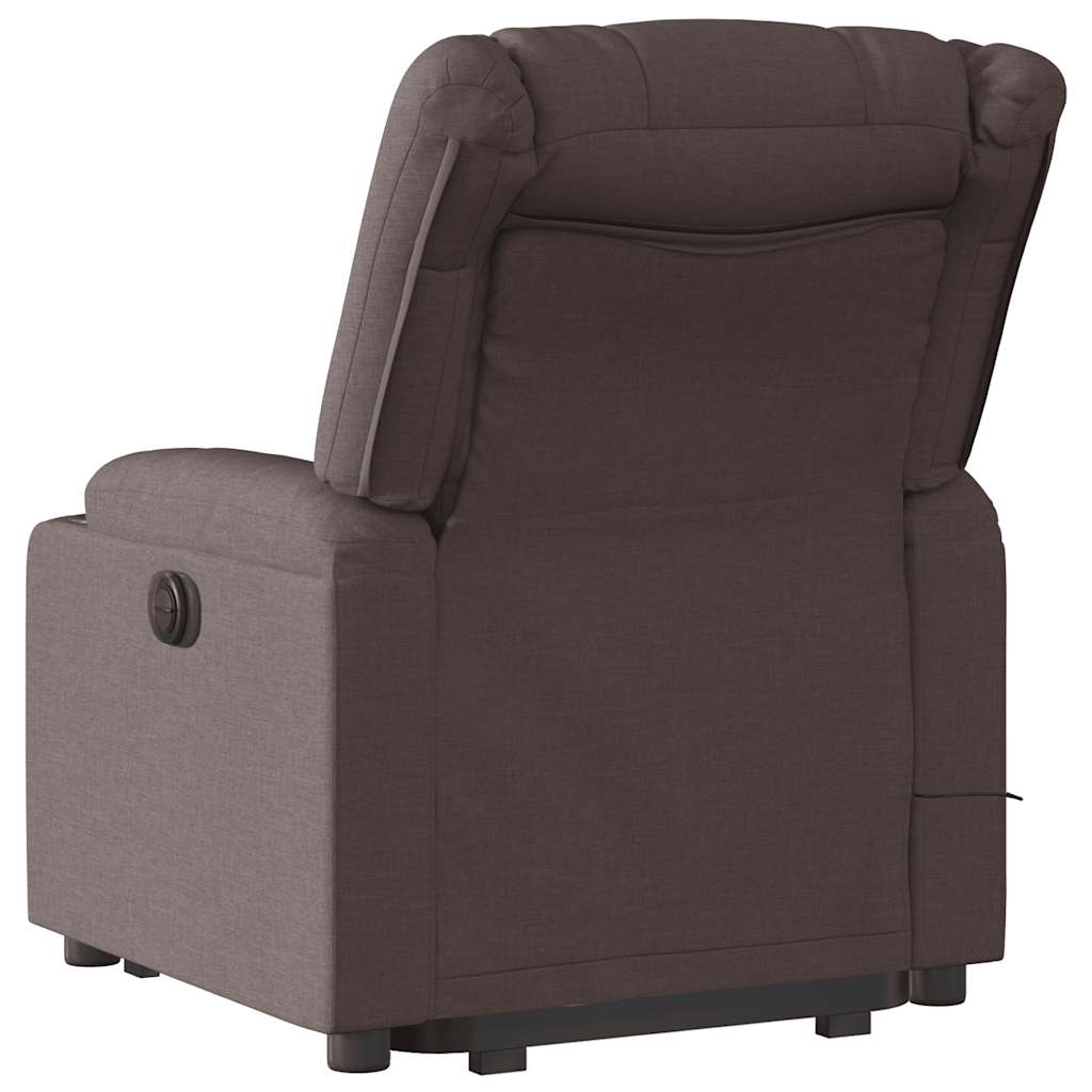 Fauteuil de massage avec aide à la verticalisation en tissu marron foncé