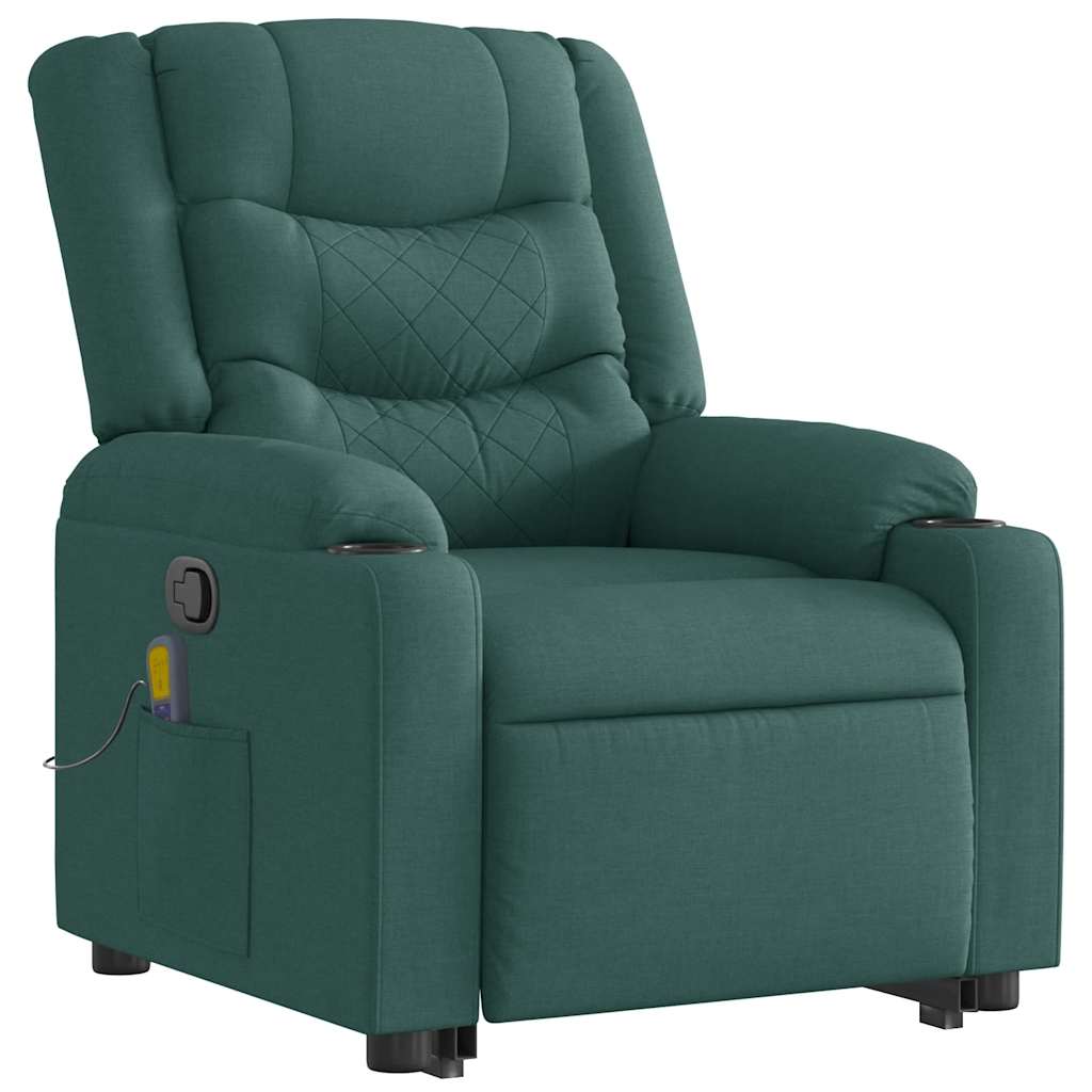 Fauteuil de massage avec aide à la verticalisation en tissu vert foncé
