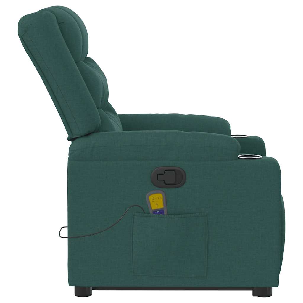 Fauteuil de massage avec aide à la verticalisation en tissu vert foncé