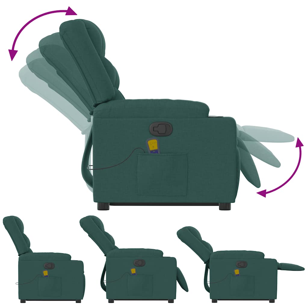Fauteuil de massage avec aide à la verticalisation en tissu vert foncé