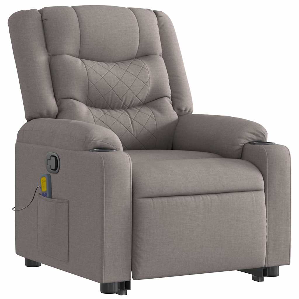Massagesessel mit Aufstehhilfe Taupe Stoff