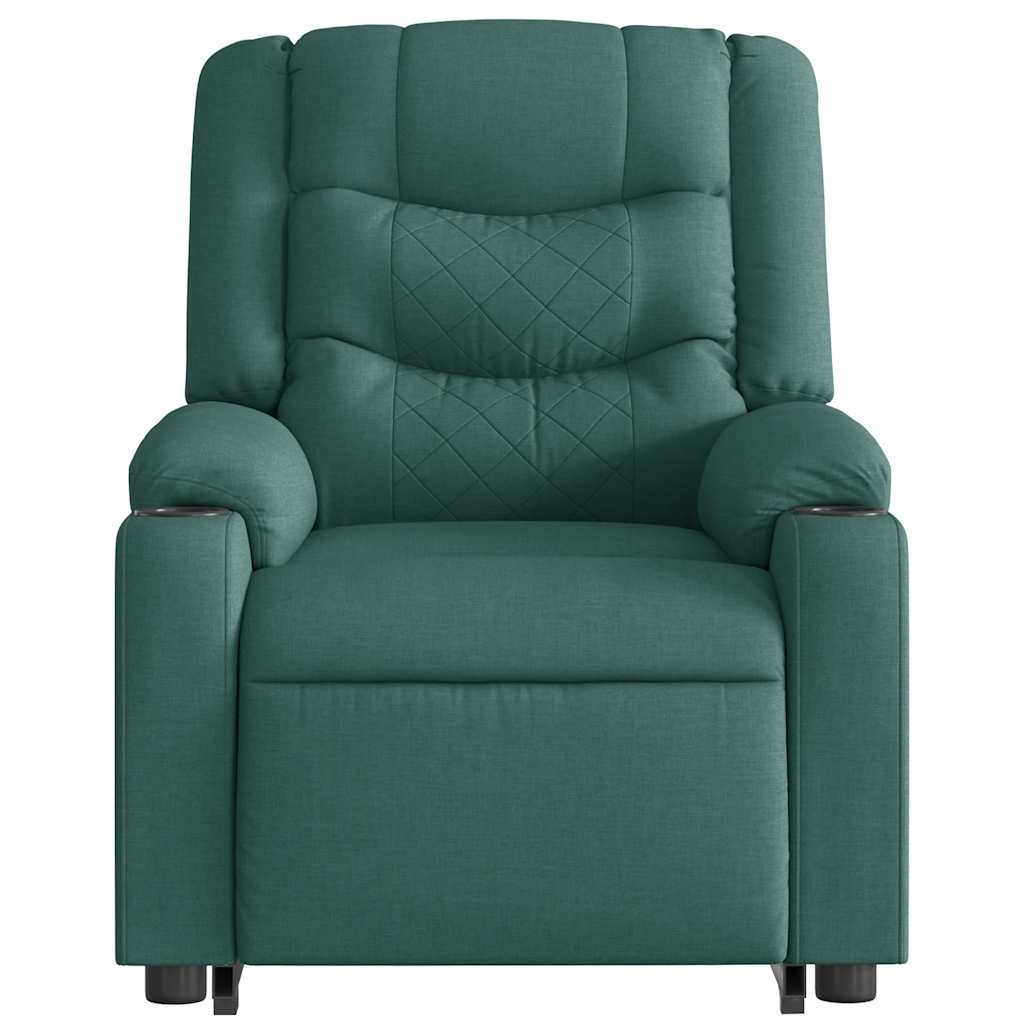 Fauteuil de massage électrique avec aide à la verticalisation en tissu vert foncé