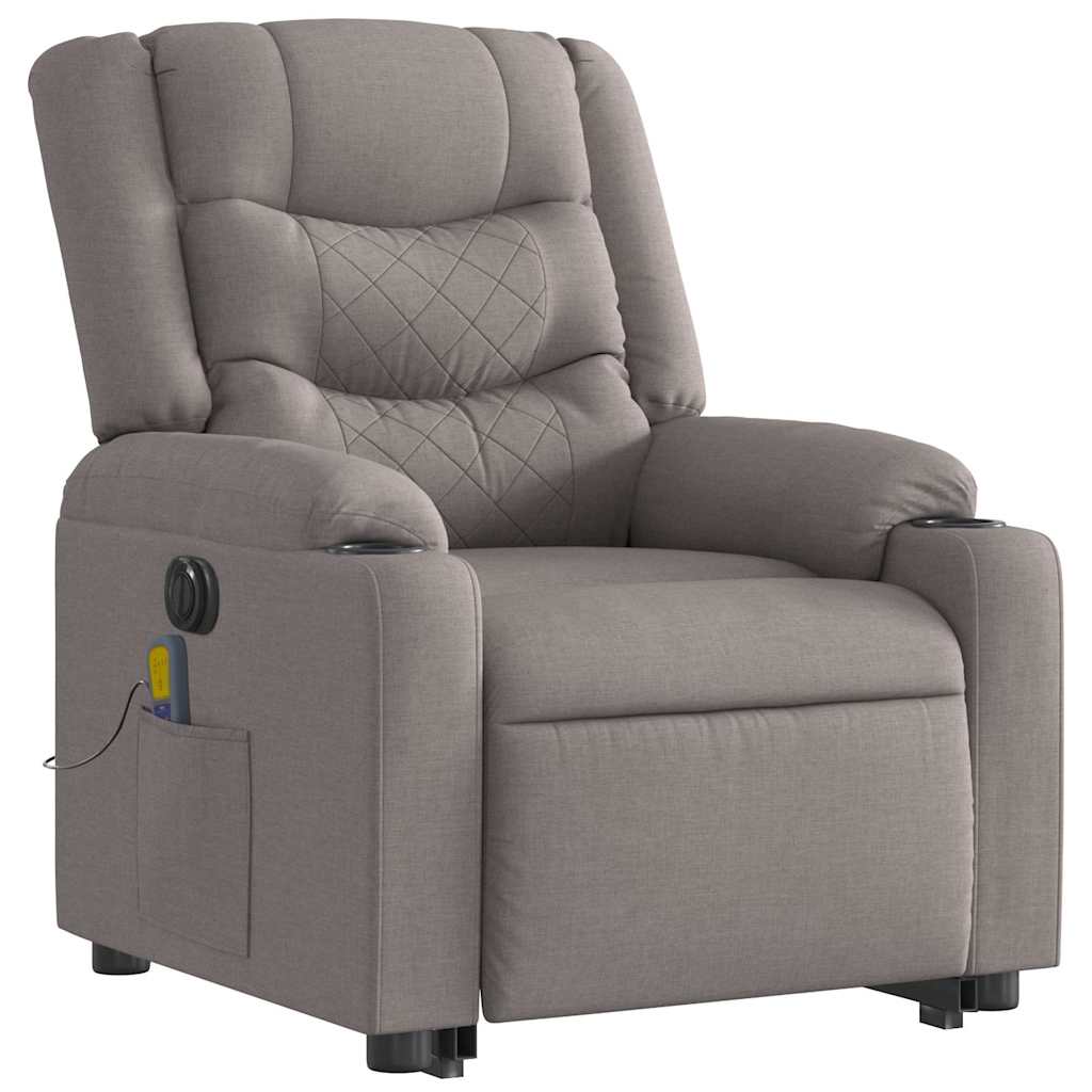 Elektrischer Massagesessel mit Aufstehhilfe Taupe Stoff