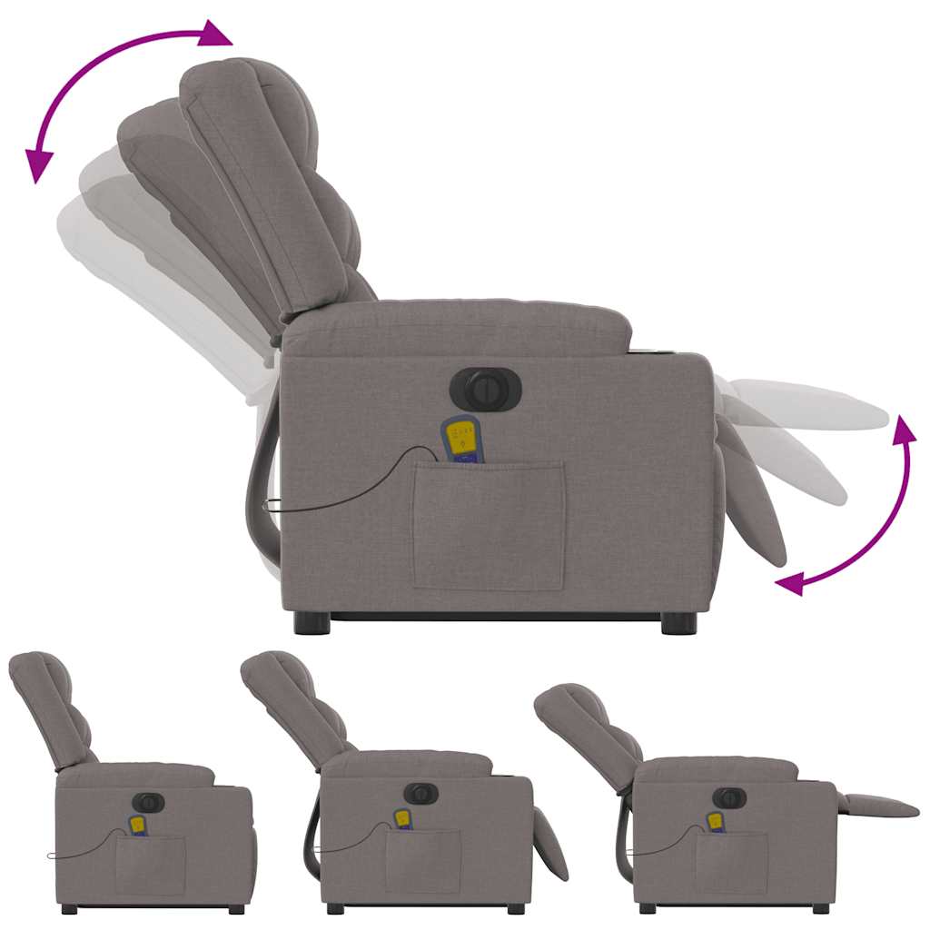 Elektrischer Massagesessel mit Aufstehhilfe Taupe Stoff