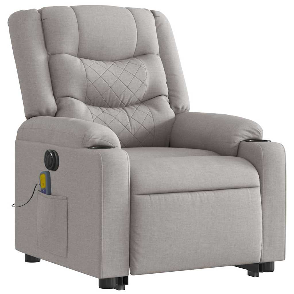 Fauteuil de massage avec aide électrique au verticalisation, tissu gris nuage