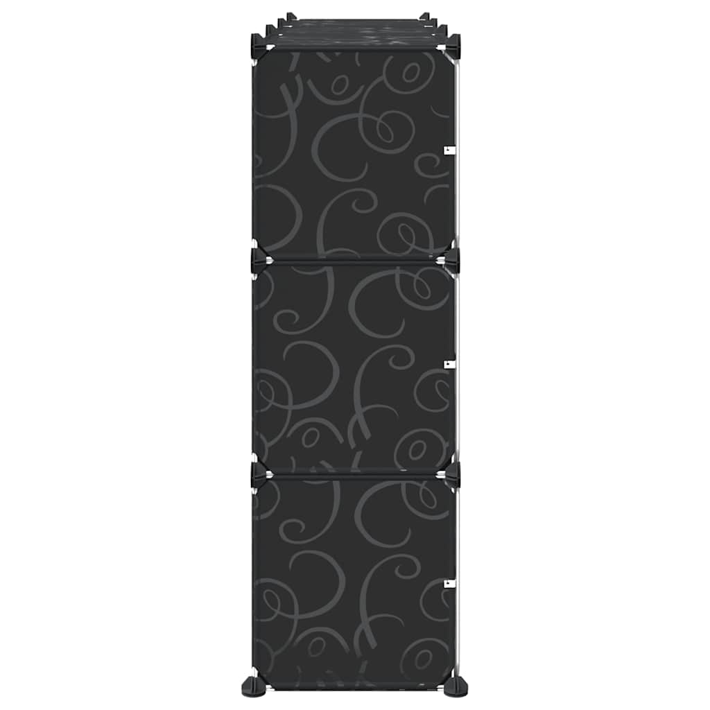 Système d'étagères avec 9 cubes et portes en PP noir