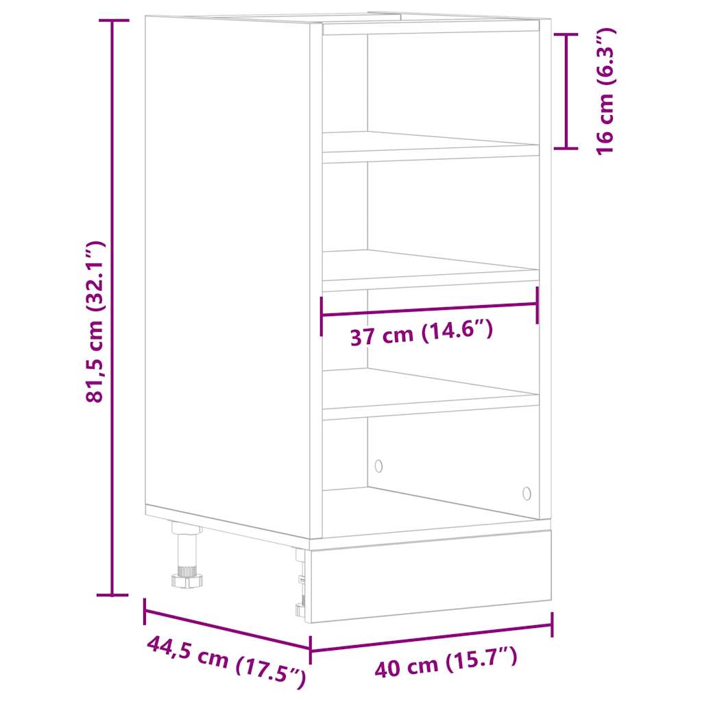 Meuble bas Riga chêne Sonoma 40x44,5x81,5 cm matériau bois