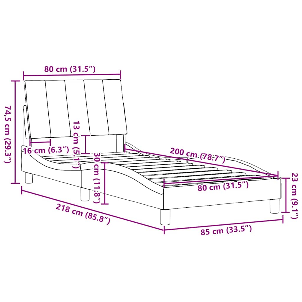 Bettgestell ohne Matratze "Hanko" Dunkelgrau 80x200 cm Stoff