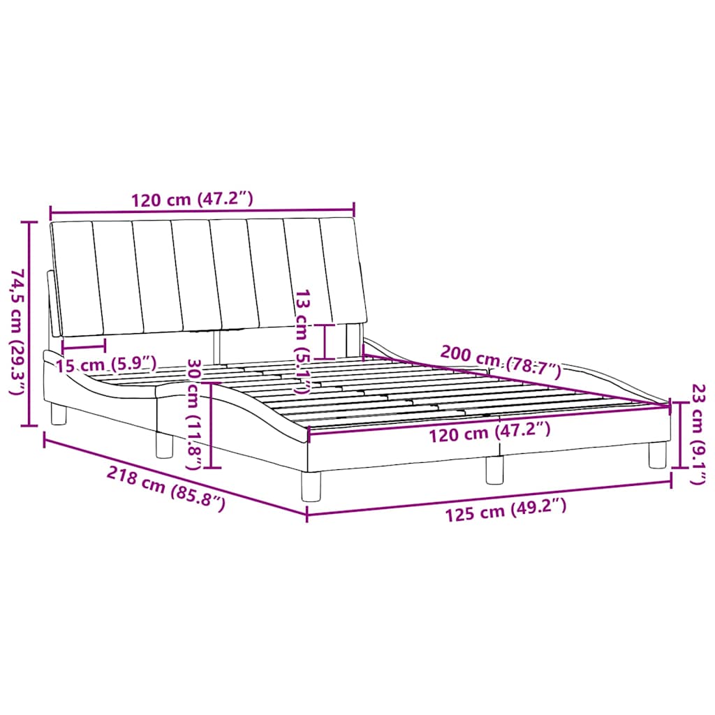 Bettgestell ohne Matratze "Hanko" Hellgrau 120x200 cm Stoff