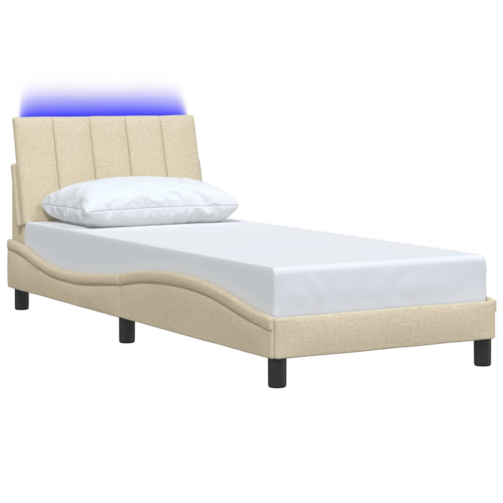 Bettgestell ohne Matratze "Hanko" Creme 90x200 cm Stoff