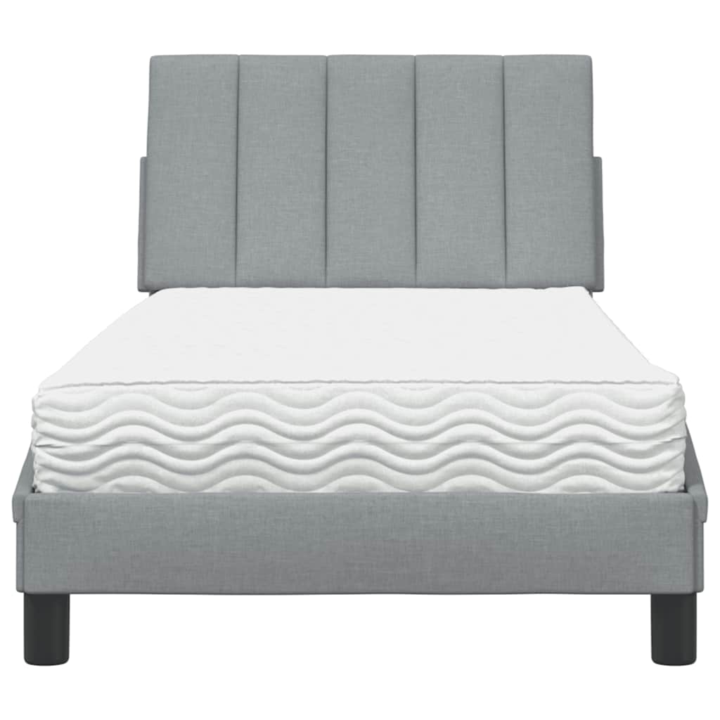 Bett mit Matratze "Hanko" Hellgrau 80x200 cm Stoff