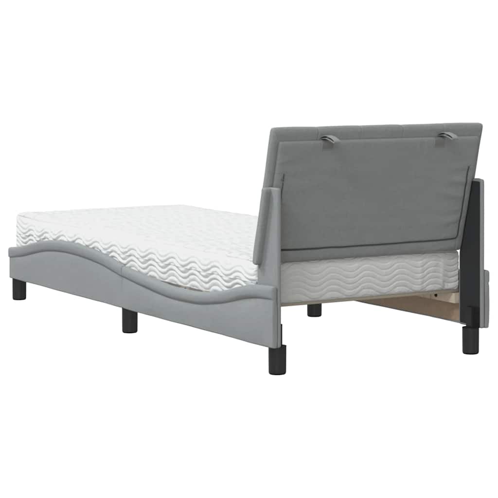 Bett mit Matratze "Hanko" Hellgrau 80x200 cm Stoff