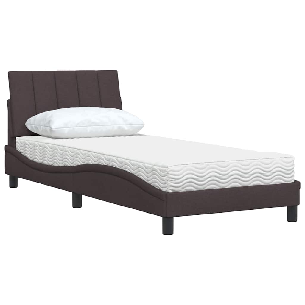 Bett mit Matratze "Hanko" Dunkelbraun 80x200 cm Stoff