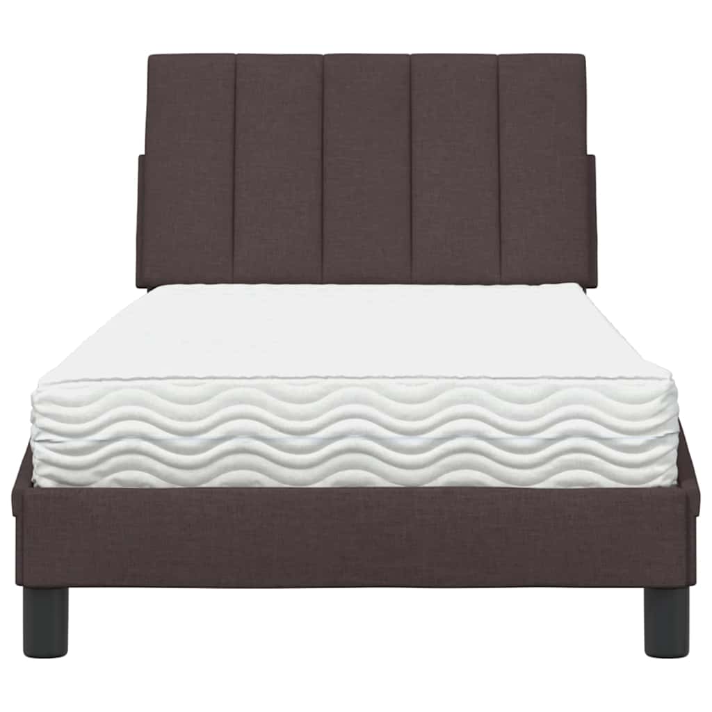 Bett mit Matratze "Hanko" Dunkelbraun 80x200 cm Stoff