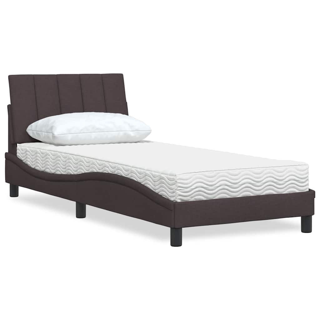 Bett mit Matratze "Hanko" Dunkelbraun 80x200 cm Stoff