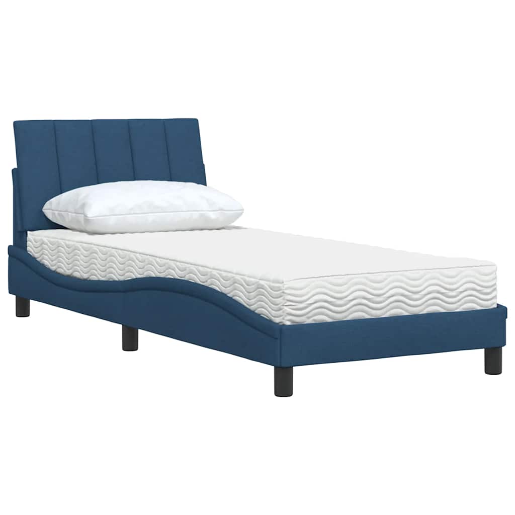 Bett mit Matratze "Hanko" Blau 80x200 cm Stoff