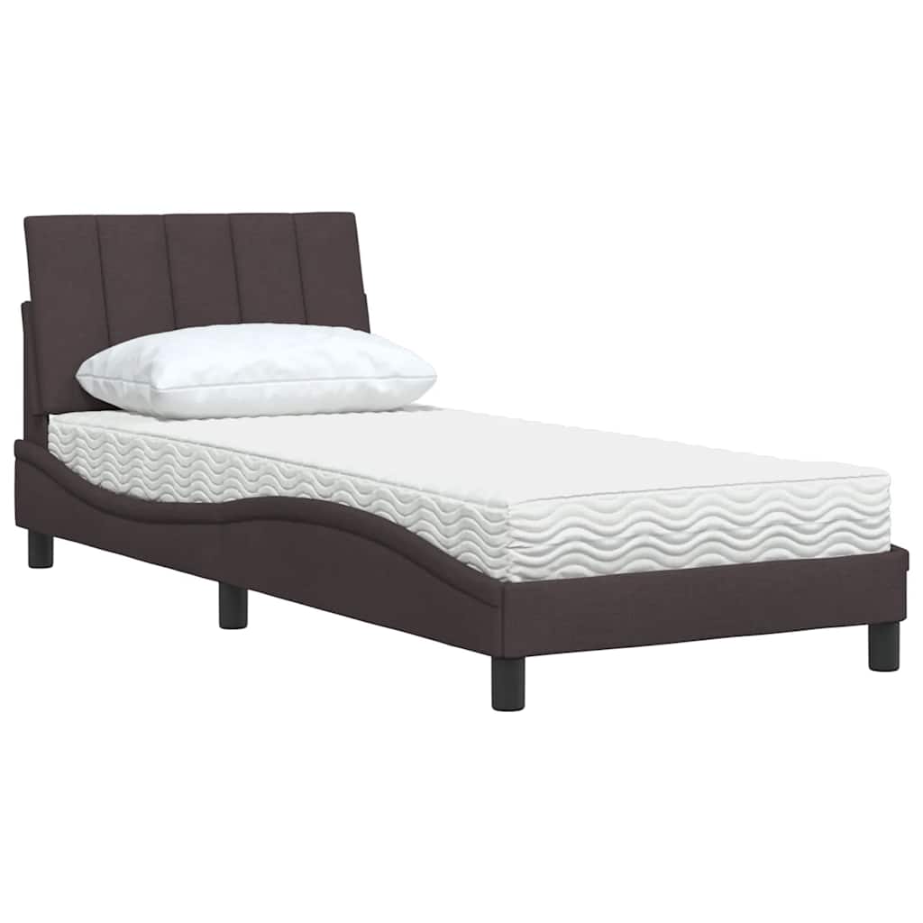 Bett mit Matratze "Hanko" Dunkelbraun 90x190 cm Stoff